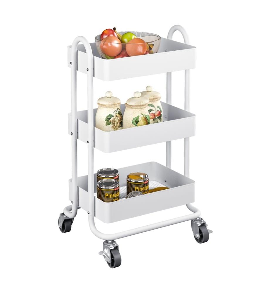 Küchenrollwagen Pyhäntä 78.5x46x35 cm Stahl Weiss