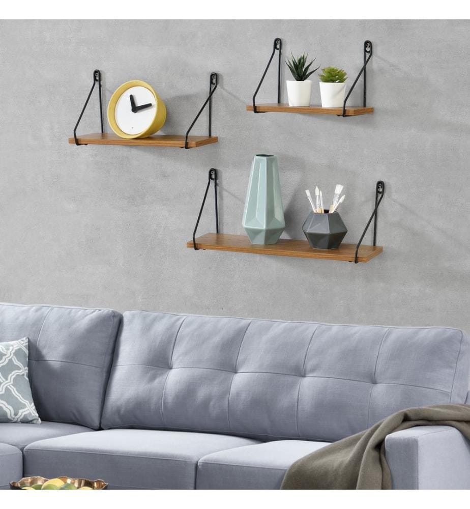 Wall shelf Tallahassee Dark wood tone 3 pcs. different sizes
