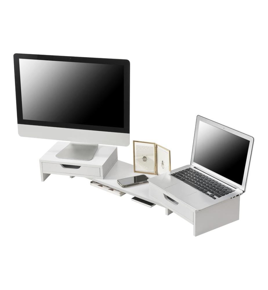 Supporto per monitor Marttila con 2 cassetti 60x22x11 cm Bianco