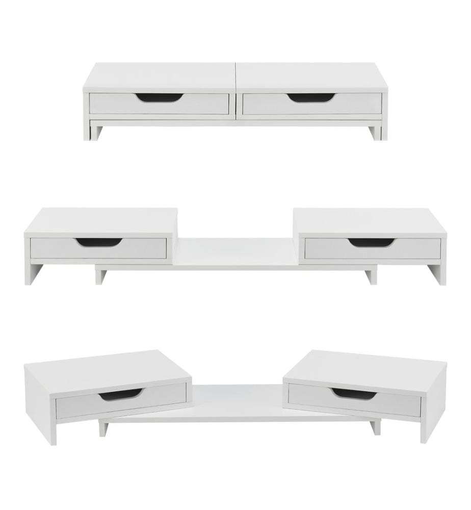 Supporto per monitor Marttila con 2 cassetti 60x22x11 cm Bianco