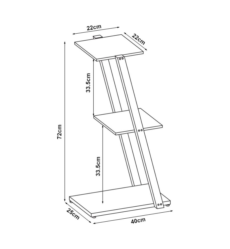 Standregal 72x40x25 cm aus Metall Schwarz