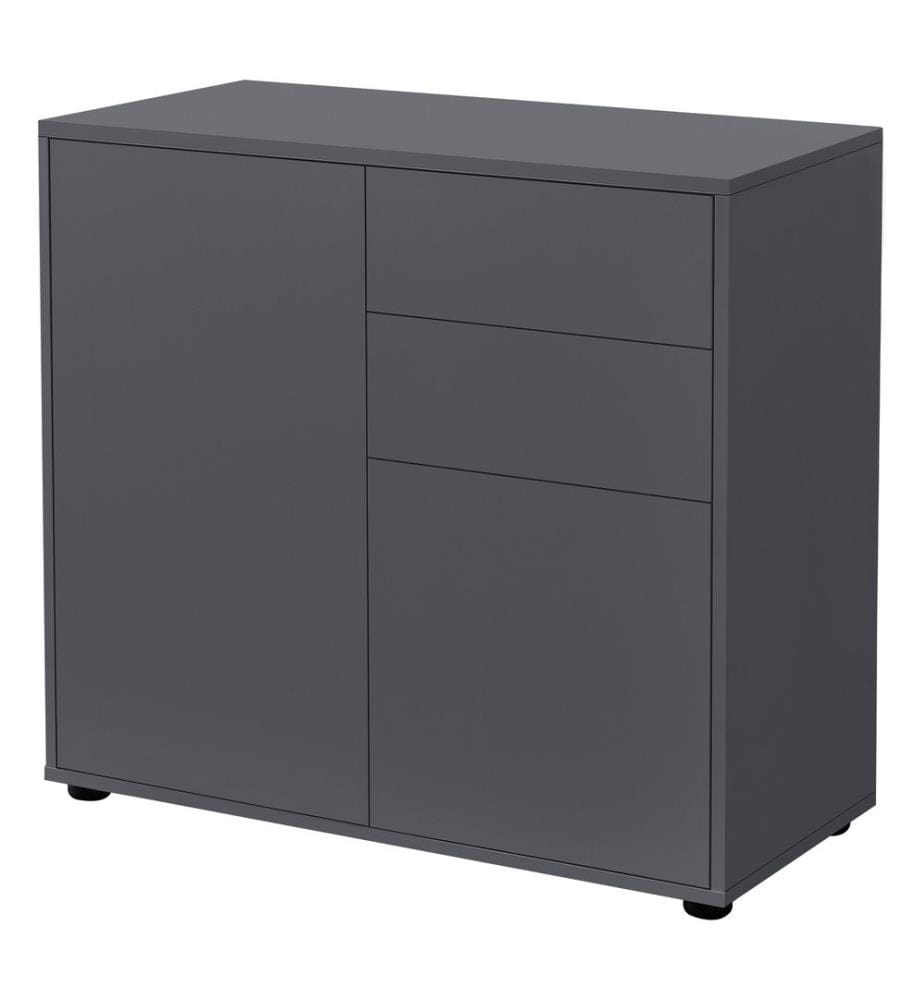 Credenza Paarl 74x79x36 cm con 2 cassetti e ante opache