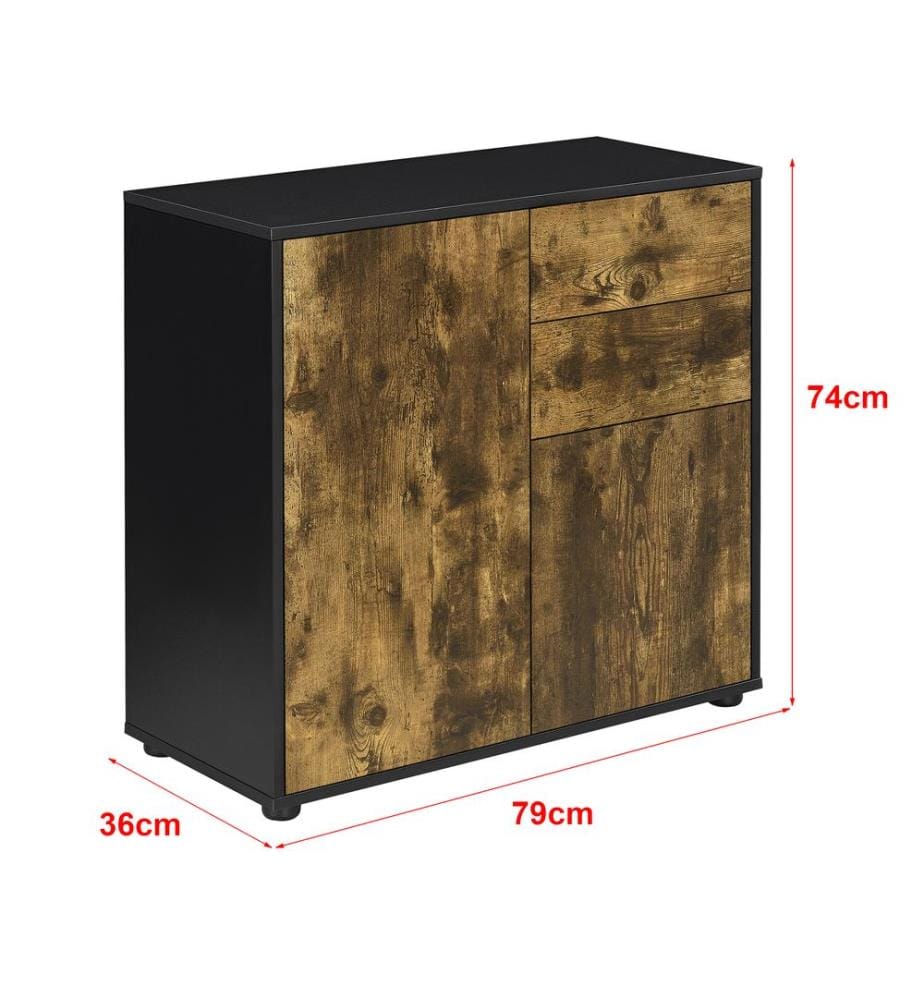 Sideboard Paarl 74x79x36 cm avec 2 tiroirs et 2 portes d'armoire