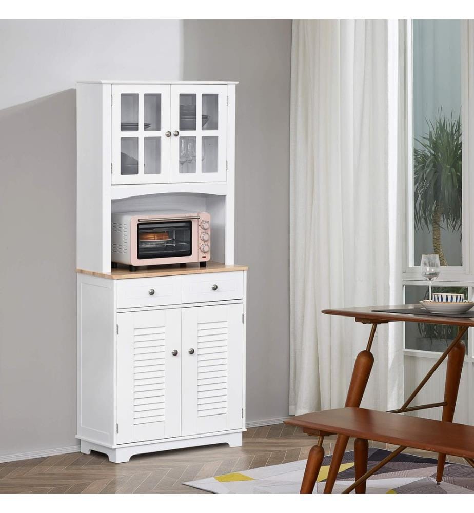 Armoire de cuisine Buffet Vitrine Campagne Blanc 68 x 39.5 x 170 cm