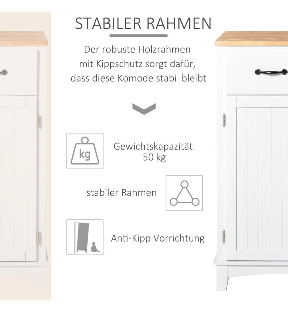 Armoire de cuisine Ko mmode avec 2 tiroirs bois blanc 74x40x915 cm