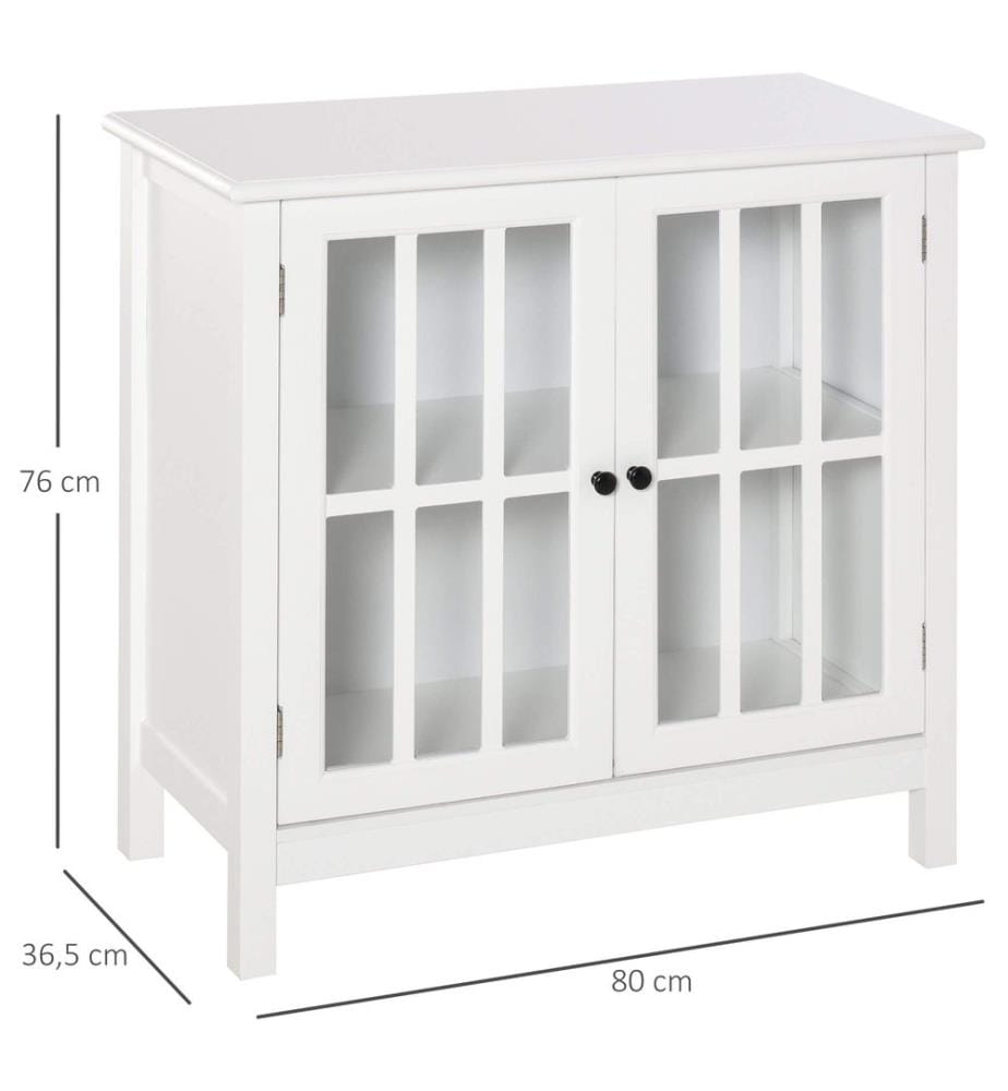 Küchenschrank Geschirrschrank Buffet Glastür 80 x 365 x 76