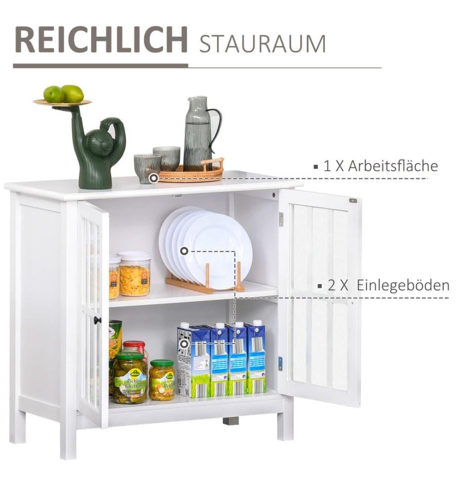 Küchenschrank Geschirrschrank Buffet Glastür 80 x 365 x 76