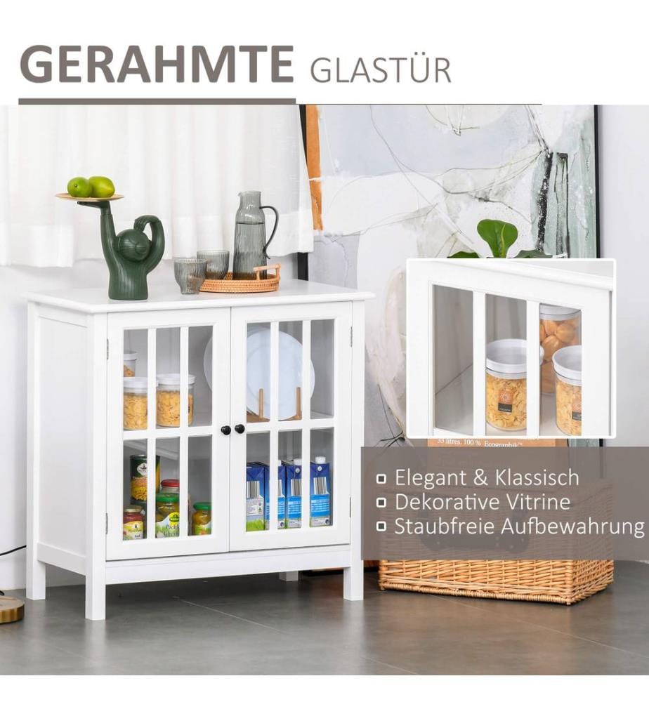 Küchenschrank Geschirrschrank Buffet Glastür 80 x 365 x 76