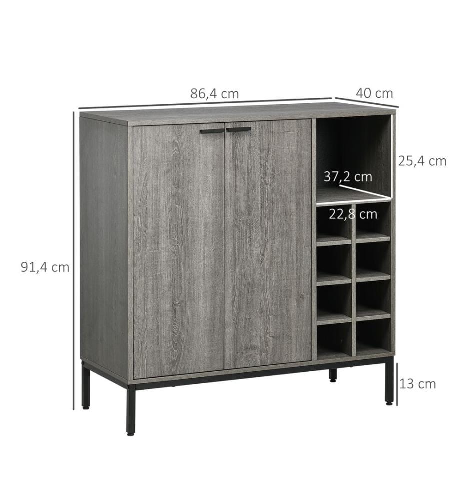 Armoire de cuisine Sideboard avec étagère à vin 86.4x40x91.4 cm