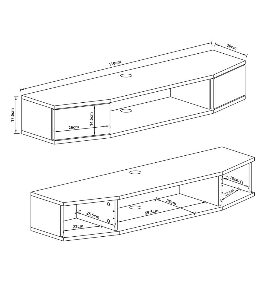 TV-Wandregal Houston Beton-Optik