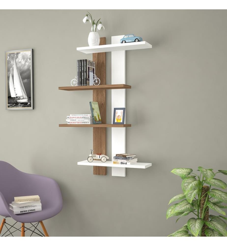 Scaffale a muro Austin noce bianco 70x17x100 cm