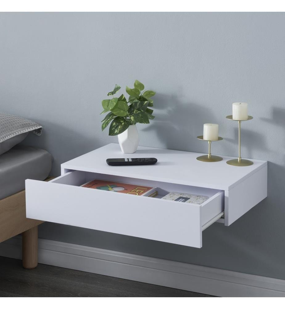 Raleigh wall shelf with drawer White