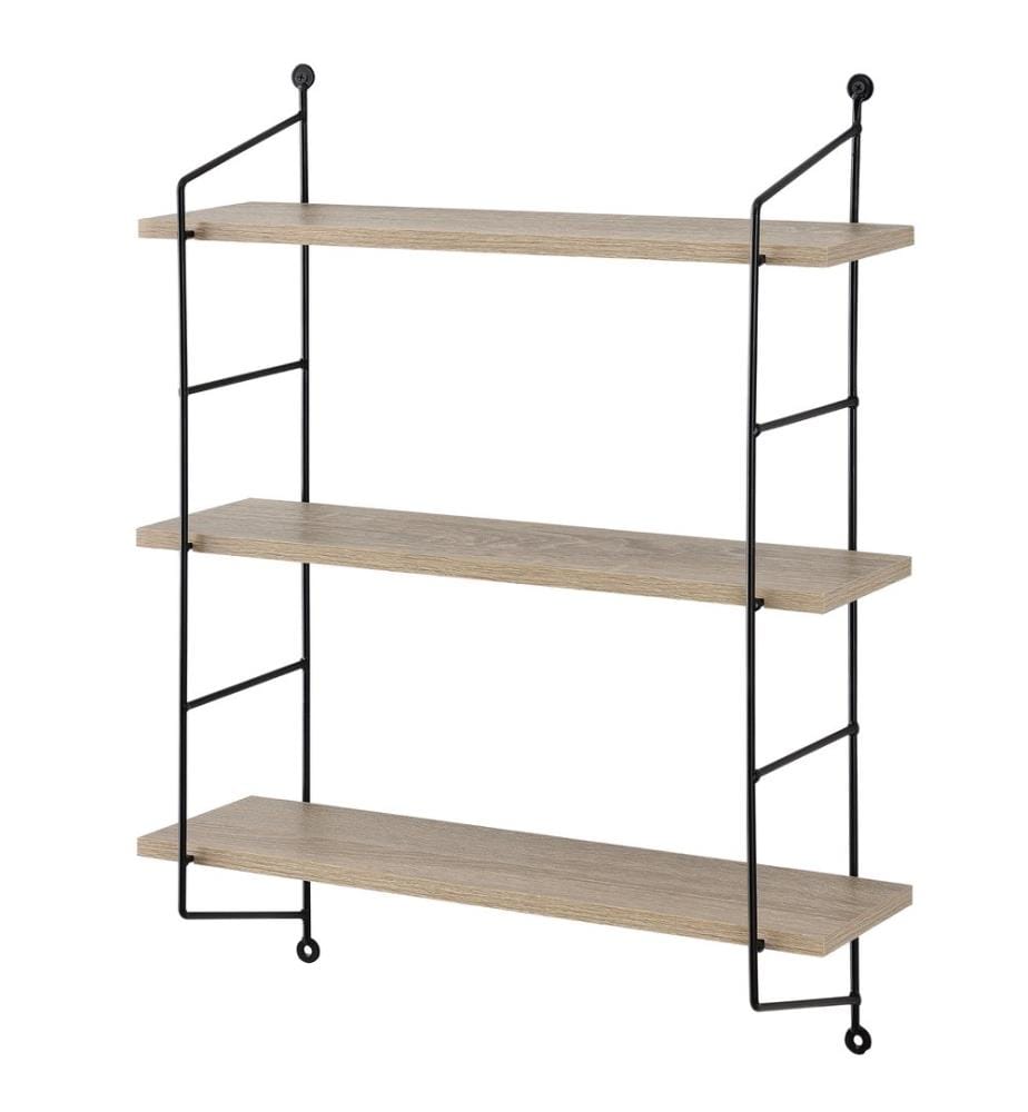 Wandregal Oakland 3-fach Stahlrahmen Holzfarben 48x15 cm