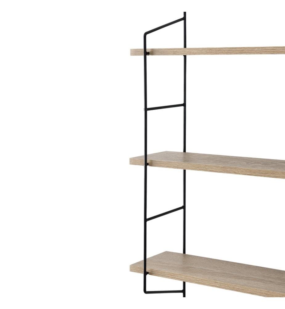 Wandregal Oakland 3-fach Stahlrahmen Holzfarben 48x15 cm