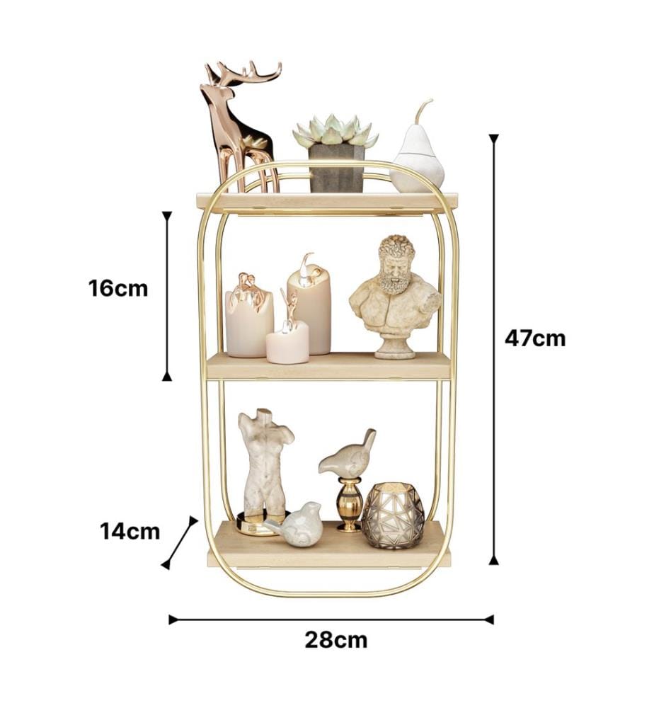 Wandregal Riverside Goldfarben 47x28x14 cm