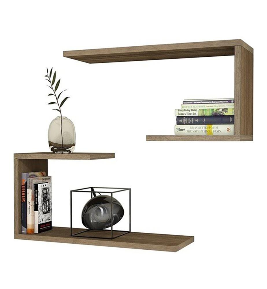 Mensola a muro Miami 2 pezzi noce 27x60x20 cm fino a 5kg