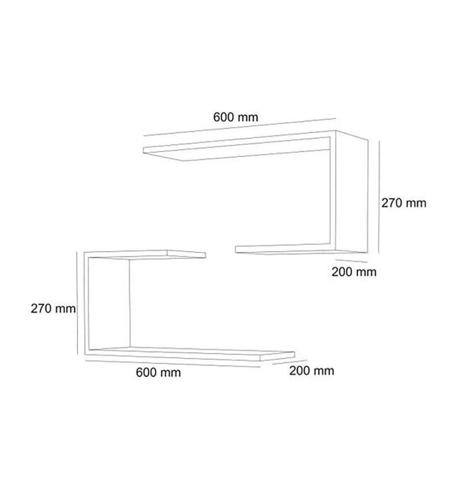 Mensola a muro Miami 2 pezzi noce 27x60x20 cm fino a 5kg