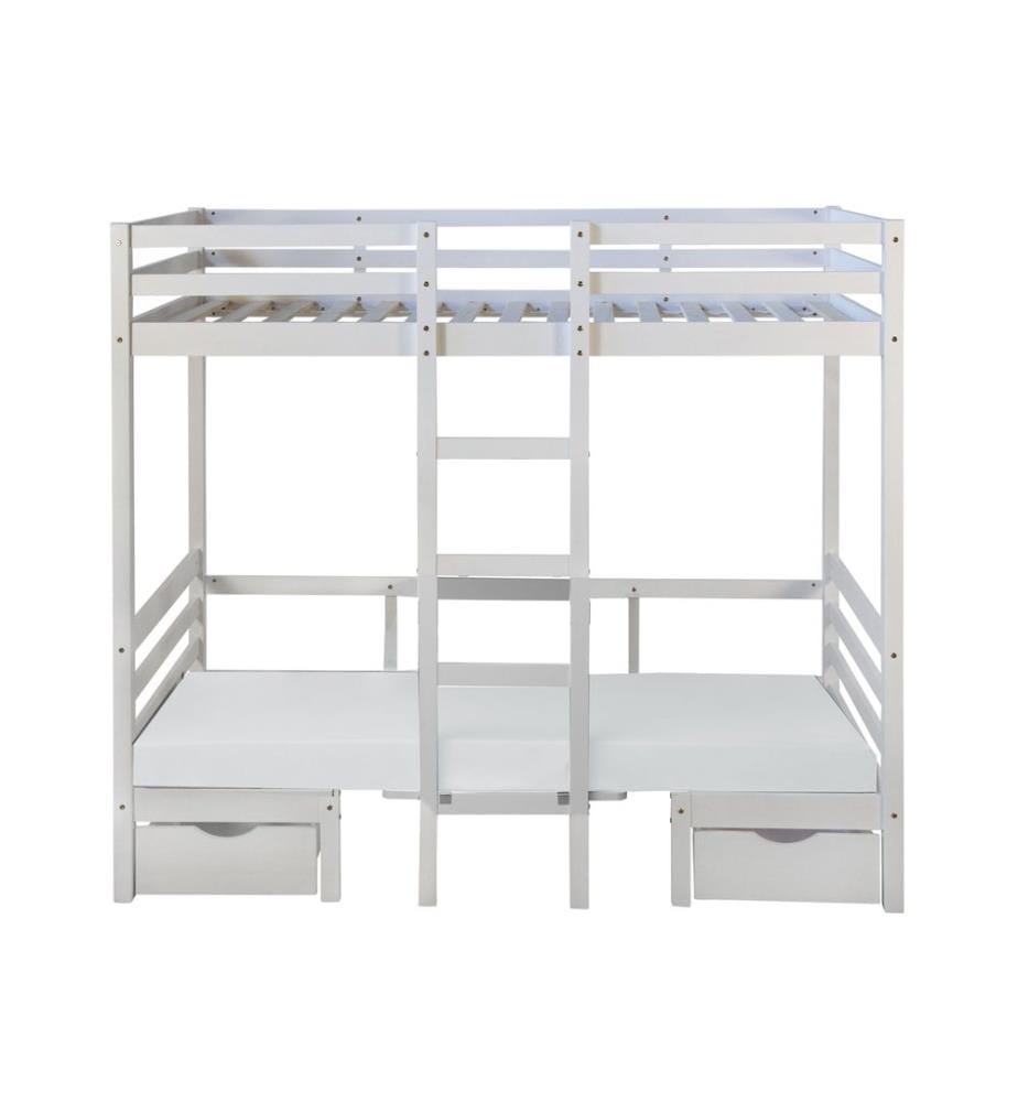 Lit superposé Lit surélevé avec bureau 90x200 cm Blanc