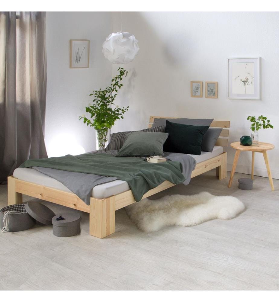 Lit simple en bois 90x200 cm Nature