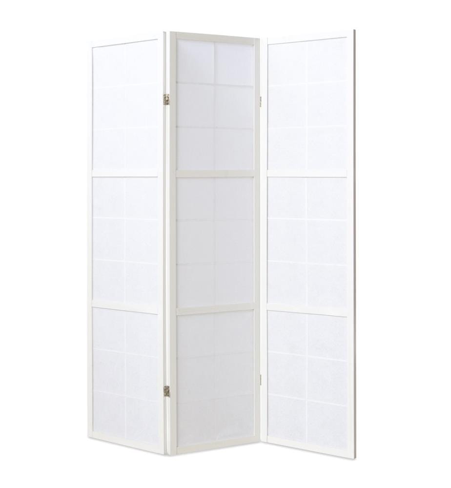 Paravent Séparation de pièce 3 éléments Shoji en bois Blanc