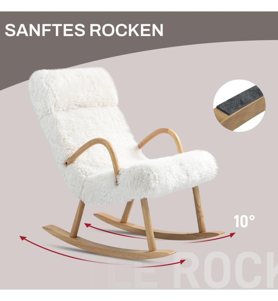 Schaukelstuhl mit Wollenoptik perfekt für gemütliche Stunden