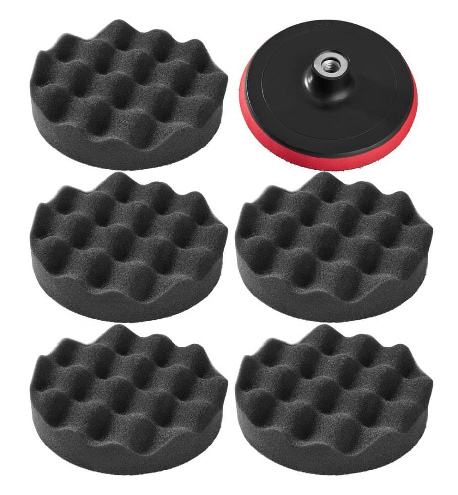5 spugne per lucidatura 150 mm a nido d'ape e platorello da 150 mm - nero