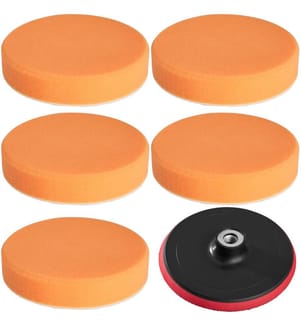 Lot de 5 éponges de polissage moyen et 1 disque de polissage Auto 150mm - orange