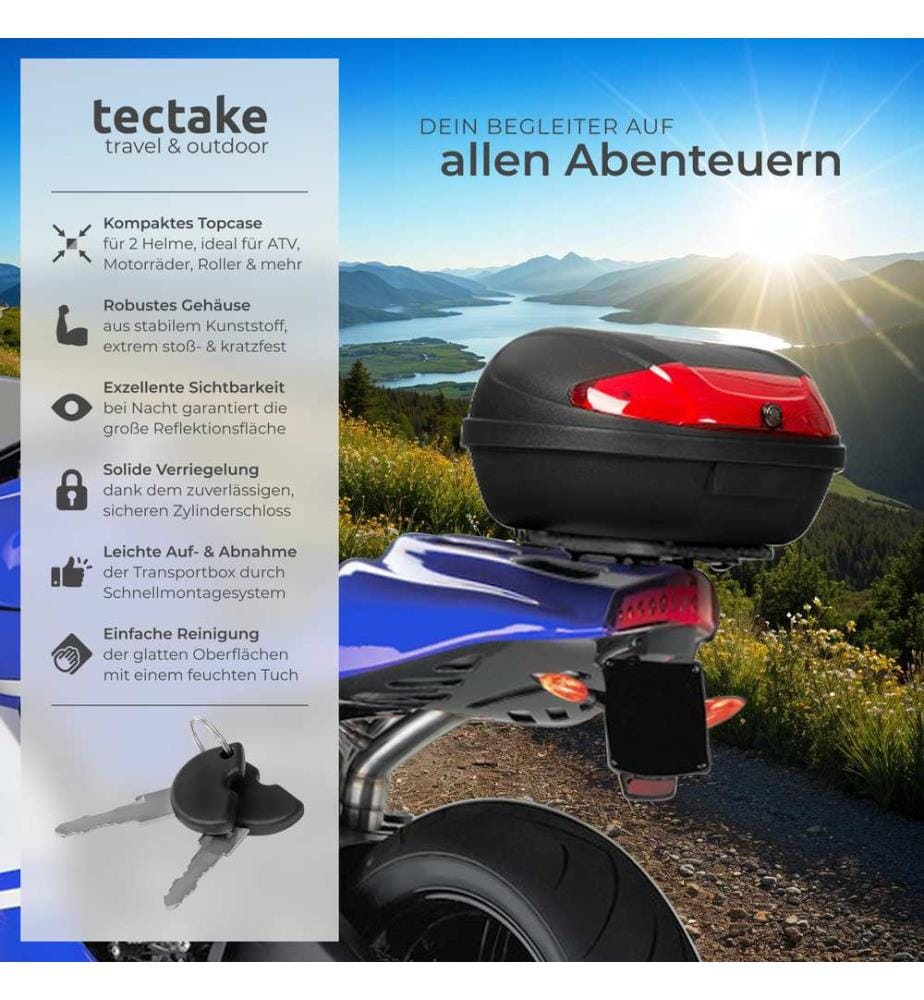 Topcase mit Reflektor - Volumen ca 48 Liter - schwarz