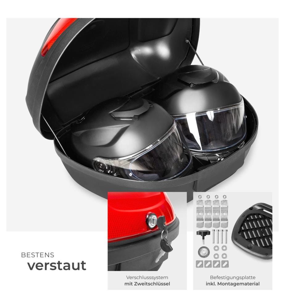 Topcase mit Reflektor - Volumen ca 48 Liter - schwarz