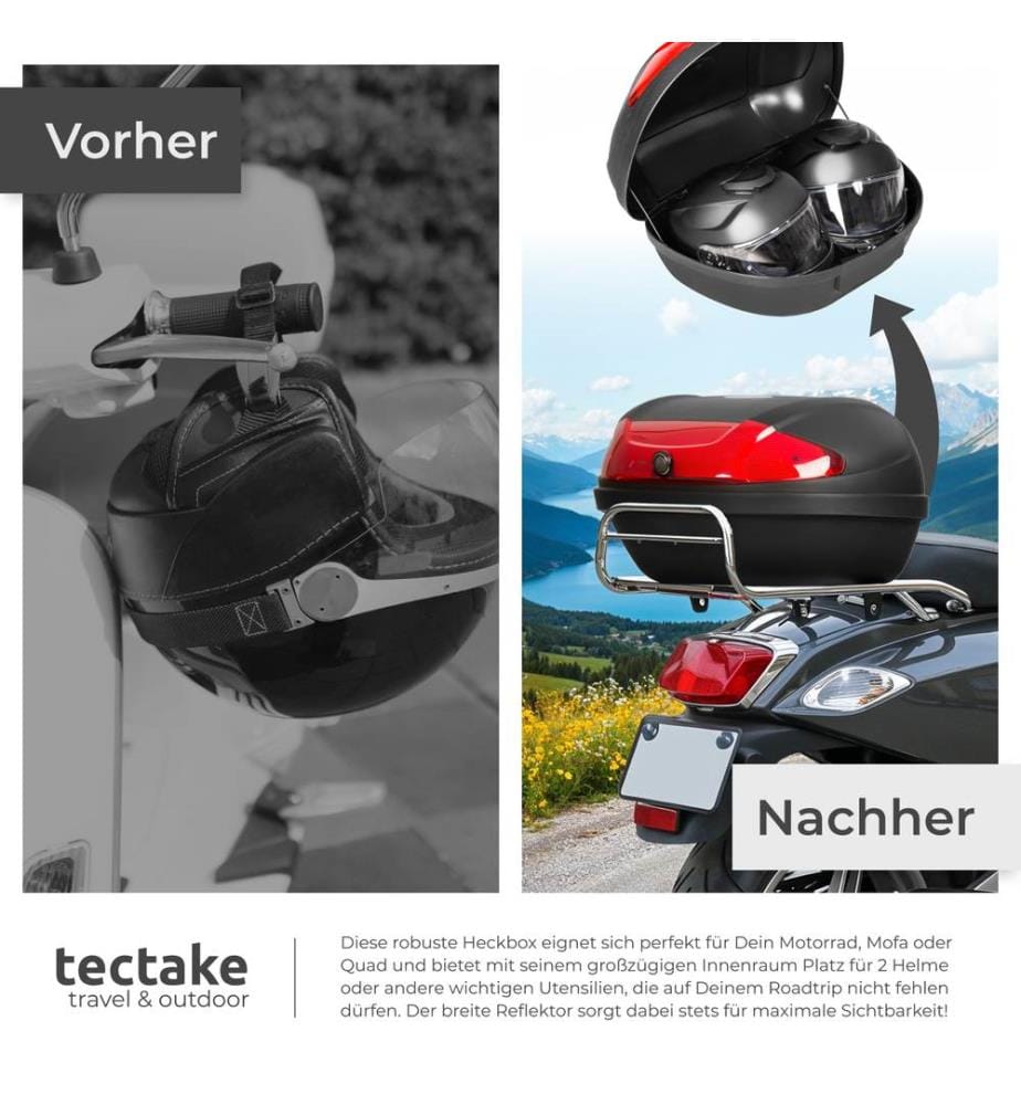 Topcase mit Reflektor - Volumen ca 48 Liter - schwarz