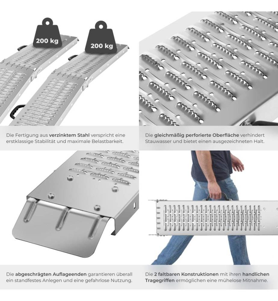 Set di 2 rampe da accesso Björn pieghevoli, carico massimo 400 kg - 166 cm
