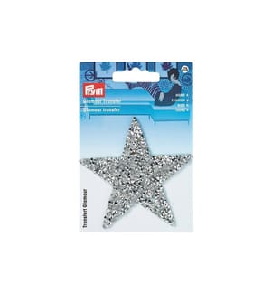 PRYM - Raccommodages Glamour Transfer Star, Argent, 1 pièce