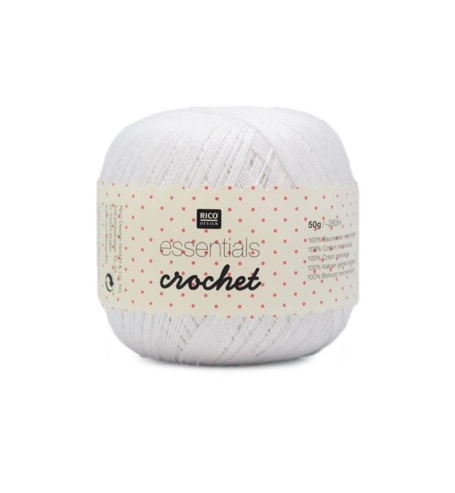 RICO DESIGN - Häkel- und Strickgarn Essentials Crochet 50 g, Weiss