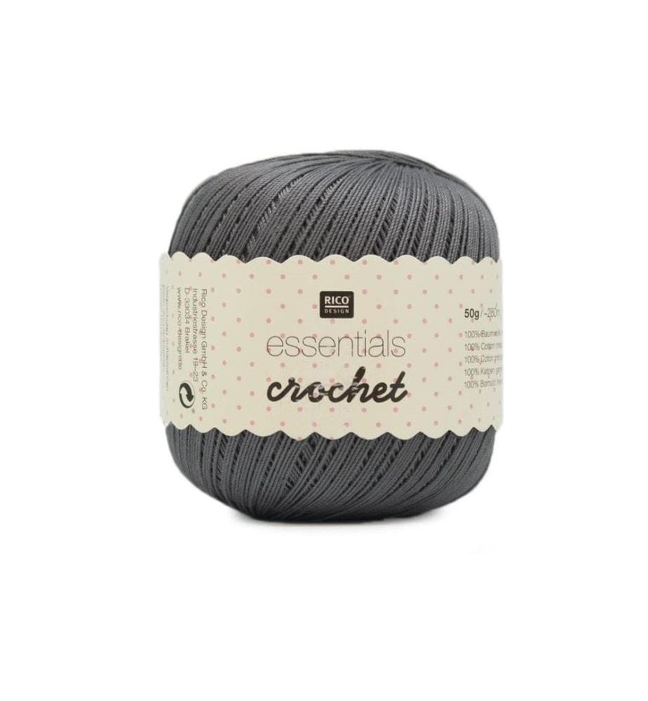 RICO DESIGN - Häkel- und Strickgarn Essentials Crochet 50 g, Grau