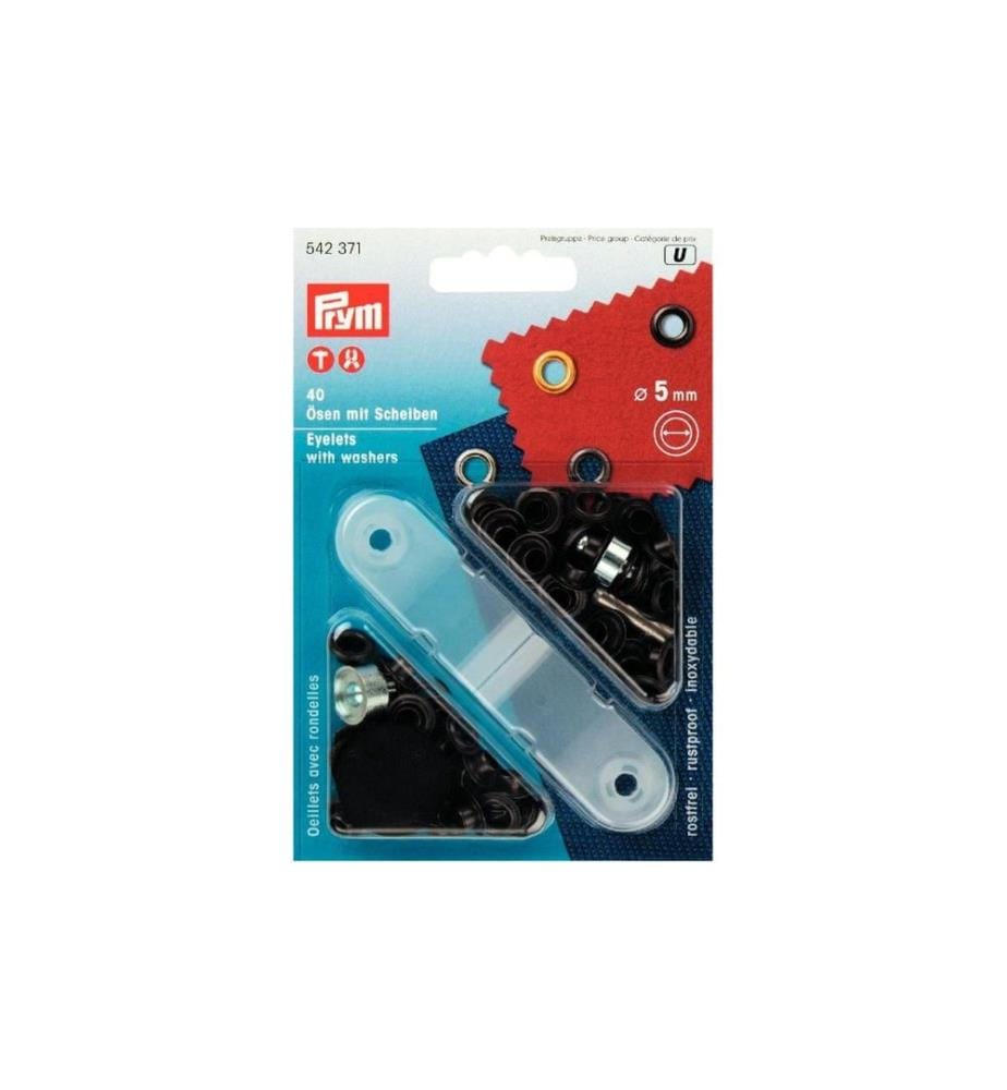 PRYM - Ösen + Scheiben 5 mm, Brüniert, 40 Stück