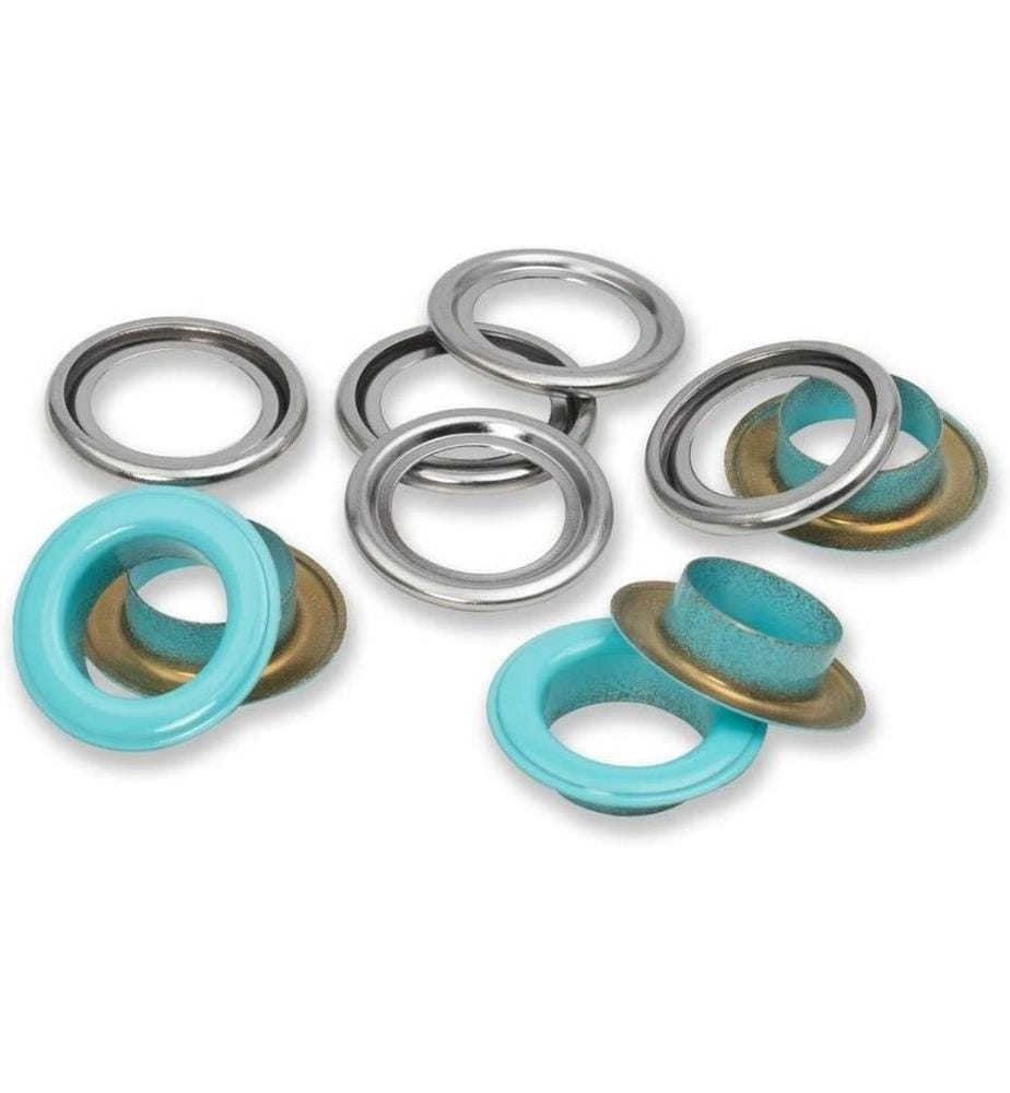 PRYM - oeillets avec disques 15 pièces, menthe-argent