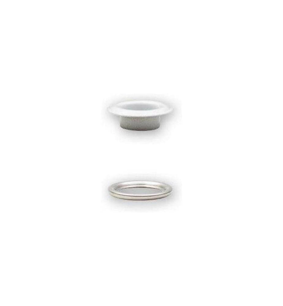 PRYM - Ösen mit Scheiben, 8 mm Weiss, Silber
