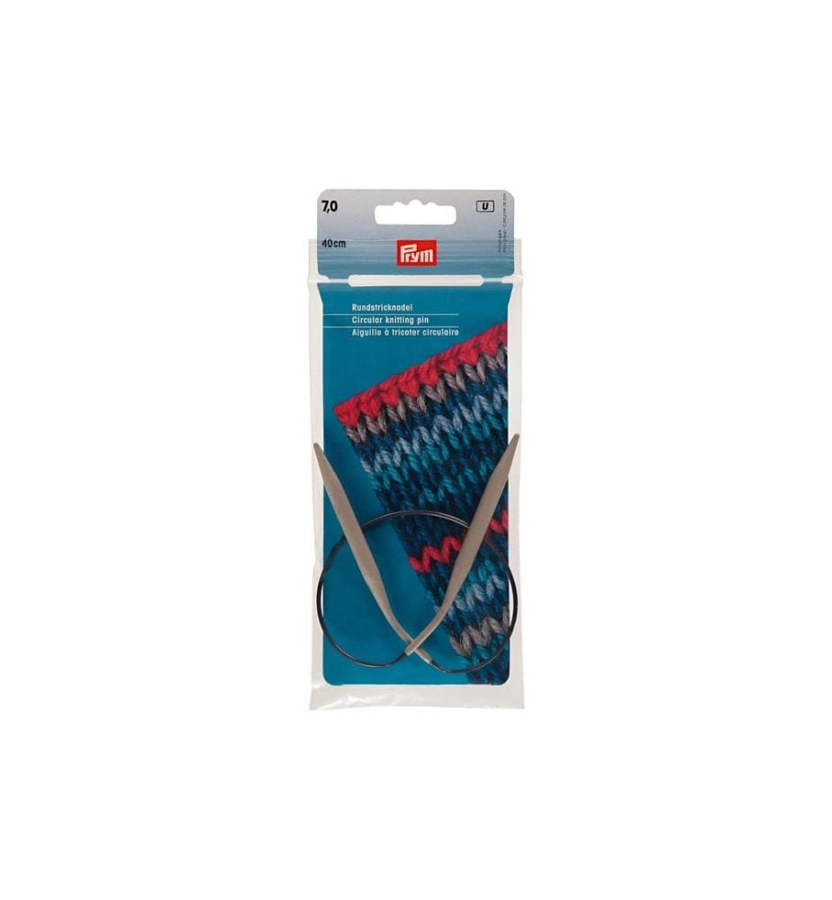 PRYM - Rundstricknadel Ø 7 mm x 40 cm, Alu, Grau, 1 Stück