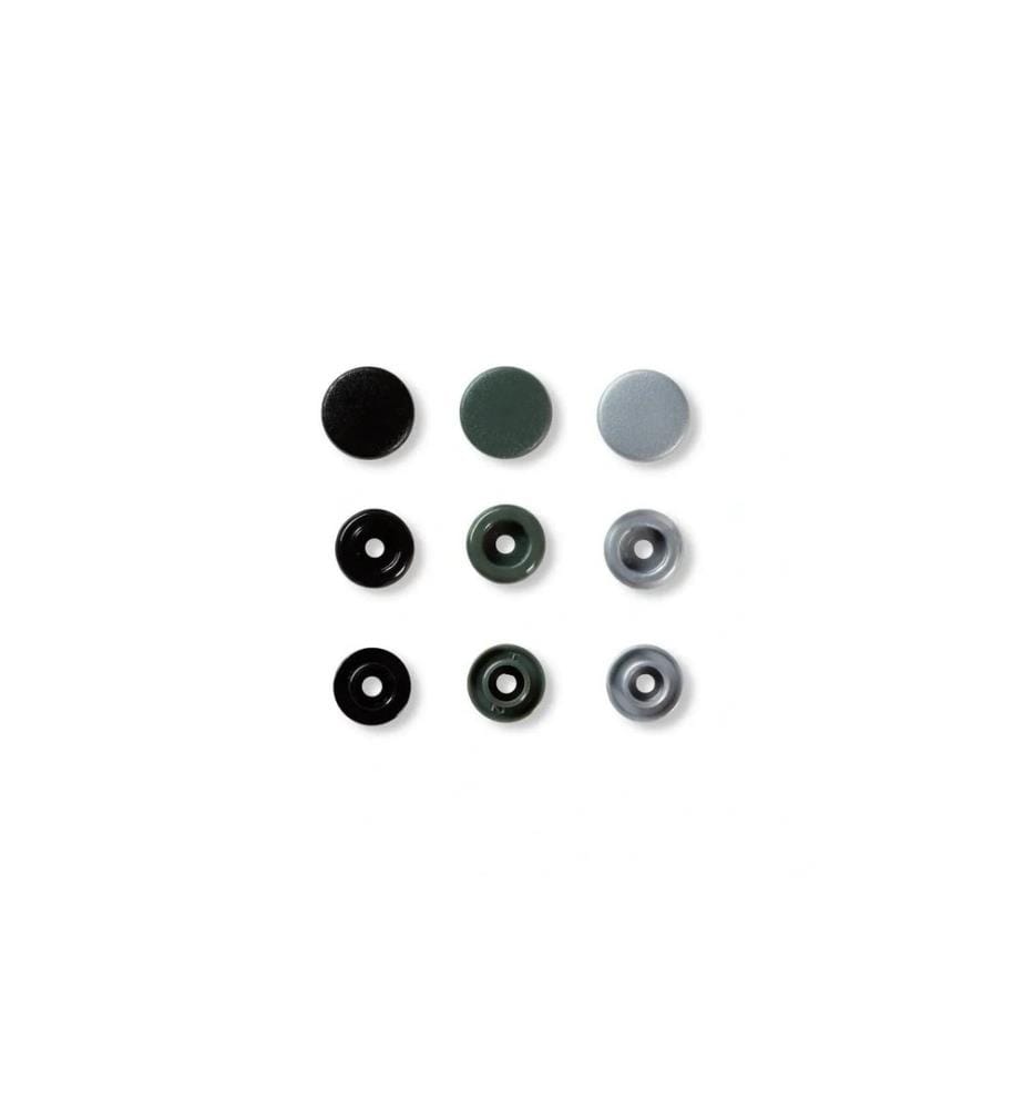 PRYM - Druckknöpfe Color Snaps Love Grau, Ø 12,4 mm, 30 Stück