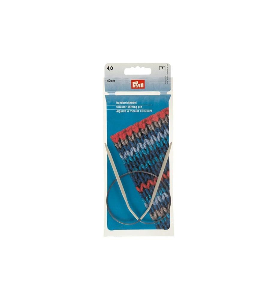 PRYM - Rundstricknadel Ø 4 mm x 40 cm, Alu, Grau, 1 Stück