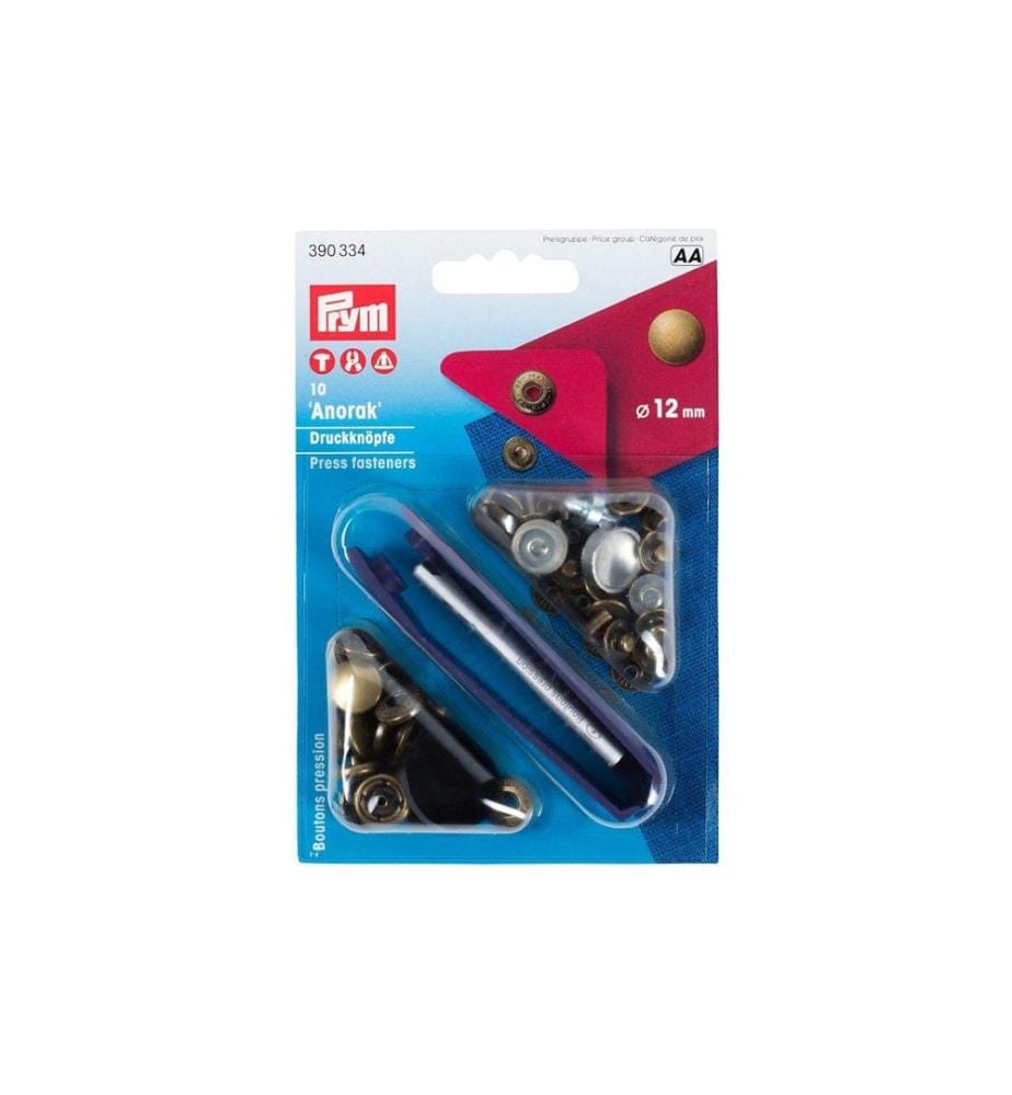 PRYM - Druckknöpfe Anorak Altmessing, 12 mm