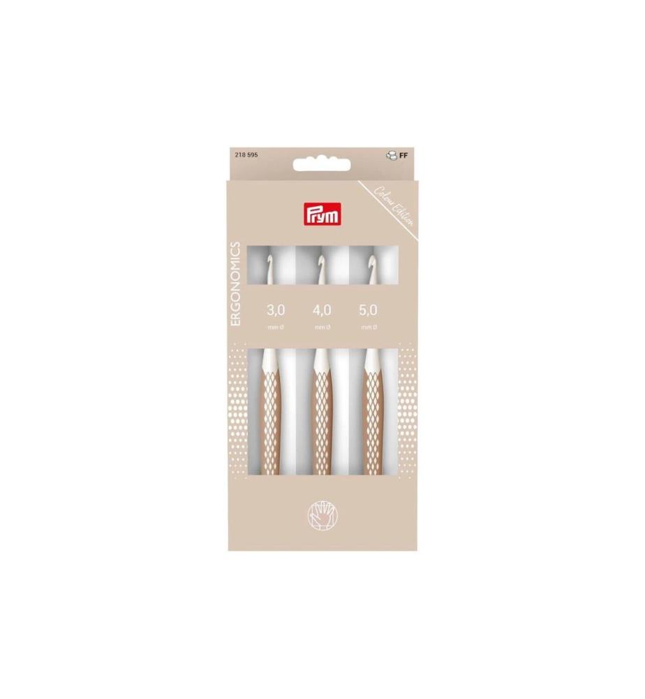 Prym Ergonomics - Häkelnadel Wolle, 3, 4, 5 mm, Taupe