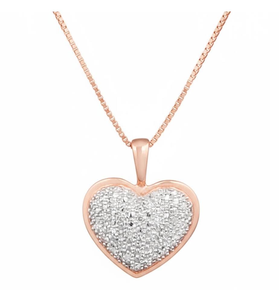 Ciondolo con diamanti a forma di cuore - Oro rosa