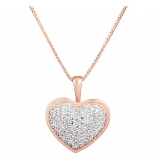 Ciondolo con diamanti a forma di cuore - Oro rosa