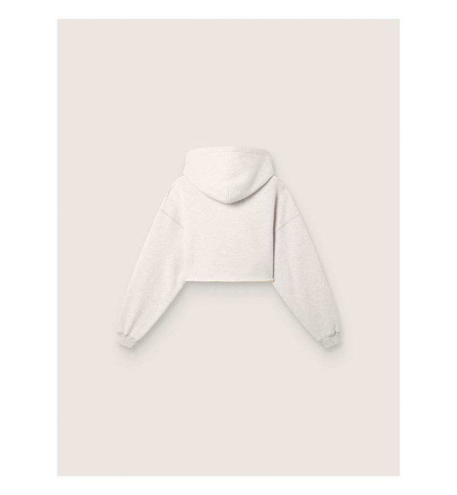 Star Cropped Sweatshirt mit Kapuze aus grauer Baumwolle in Melange