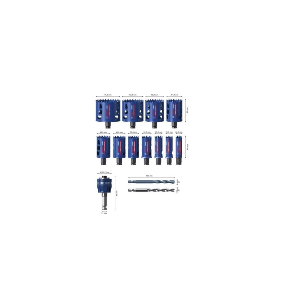 BOSCH - Professional Jeux de scies à trous Expert Tough Material, 14 pièces