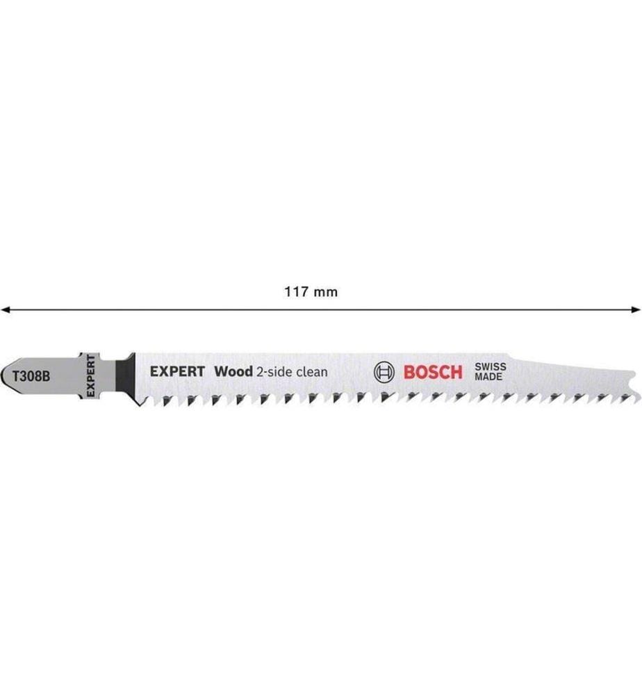 Bosch Professional Lame de scie sauteuse EXPERT Wood 2-side clean T 308 B, 5 pièces