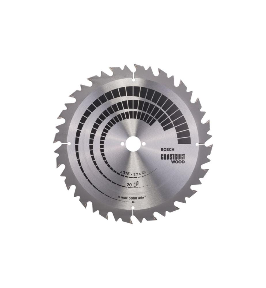 Lame de scie circulaire Bosch Professional Construct Wood, 315 x 30 x 3.2 mm, Z 20