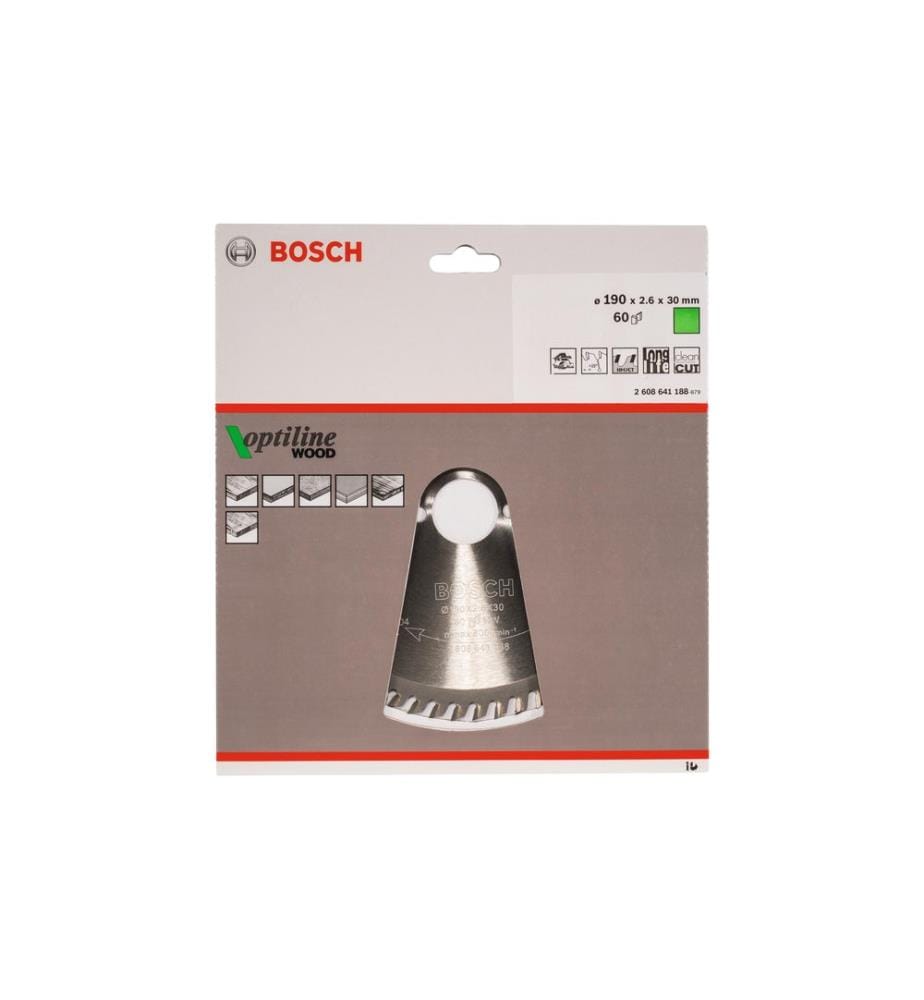 Bosch Professional Kreissägeblatt Optiline Wood, 190 x 30 x 2.6 mm, Z 60