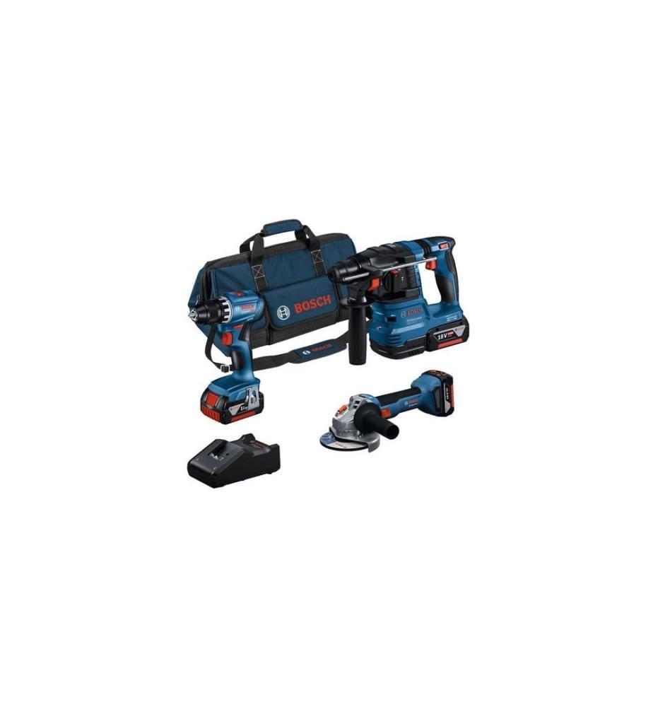 Bosch Professional Akku-Werkzeugset GSR + GWS + GBH + 3 x Akku Werkzeugtasche